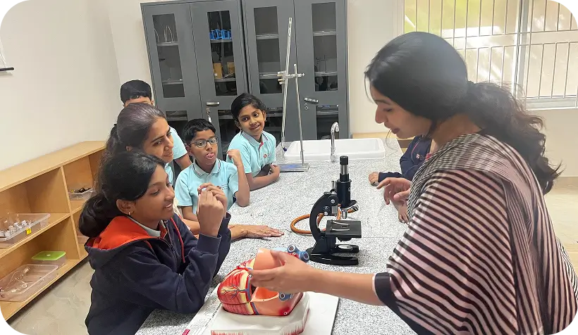 Science lab at ILA Primary and Middle School in HSR Layout, Bangalore