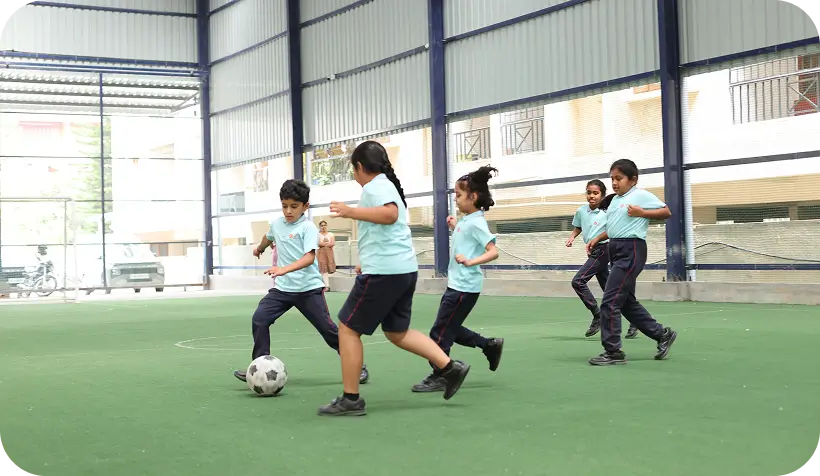 Fully turfed sports ground at ILA school in HSR Layout, Bangalore