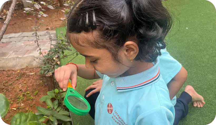 Outdoor garden space at ILA school campus in HSR Layout
